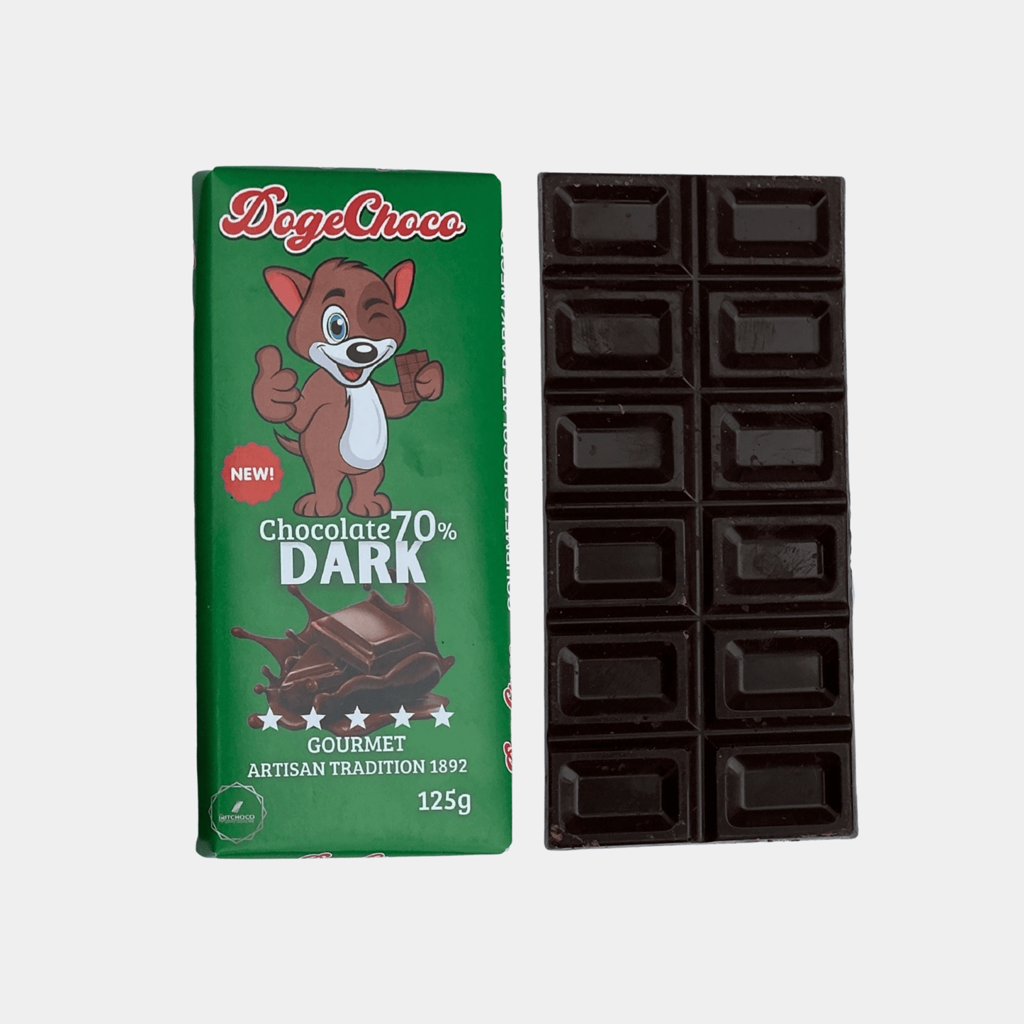 Crypto Chocolate negro 70% Cacao Gourmet Artesano  125G Dogechoco